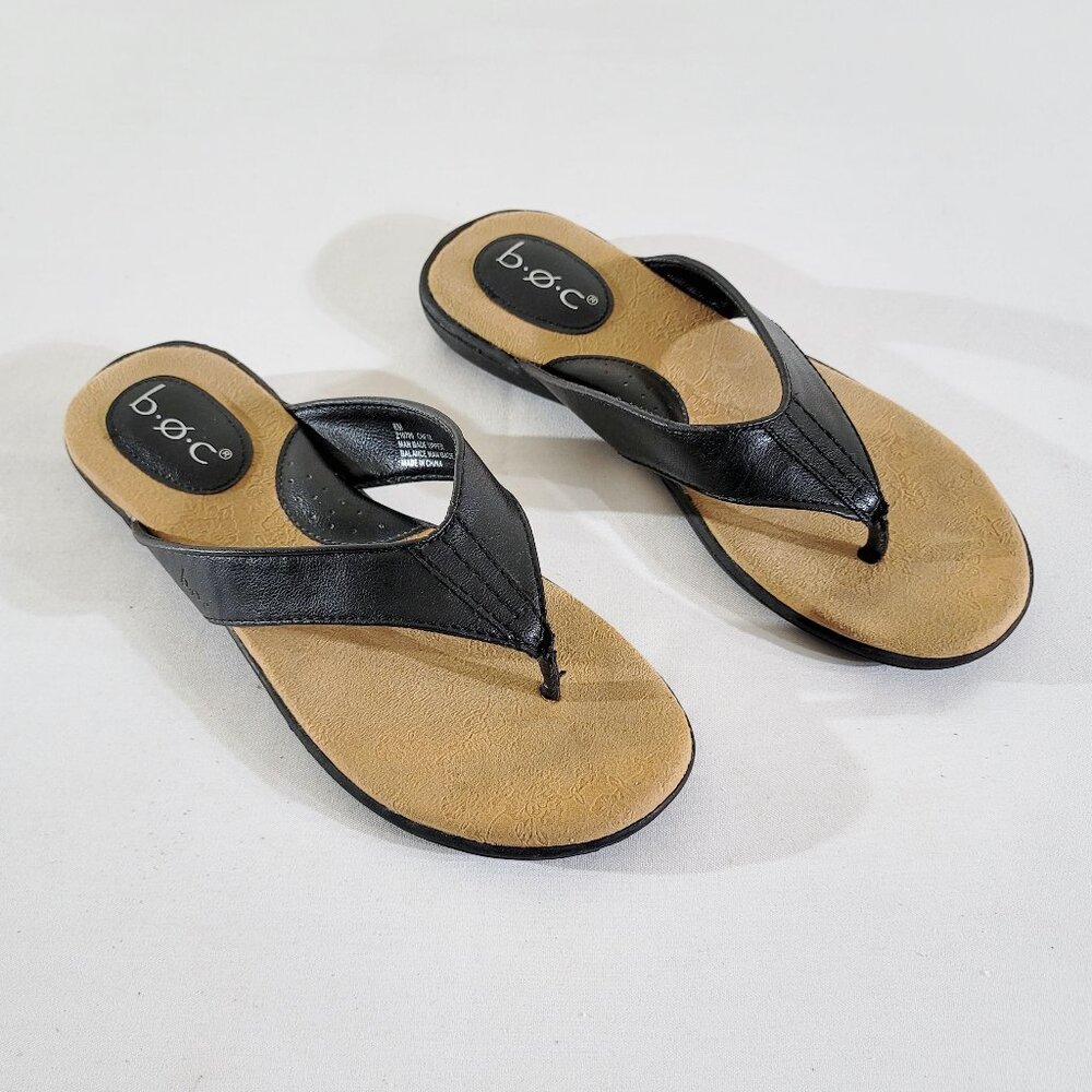 b.o.c. BOC Born Women's US 8M Thong Flip Flop Sandals Black Comfort Tooled